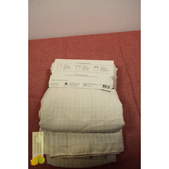 Threshold 50x63" Blackout Textured Plaid Rod Pocket Curtain Panel Ivory* - Picture 5 of 6